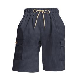 Mens Corduroy Multi-Pocket Shorts For Sports (Option: S-Navy Blue)