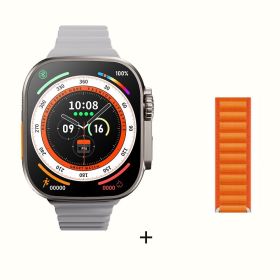 DaTeoy ZD8 Ultra Smart Watch Series 8 49mm Titanium Alloy Body 2.0" Retina Screen BT Call NFC ECG IP68 Waterproof Smartwatch Men (Color: Gold add orang nylon)