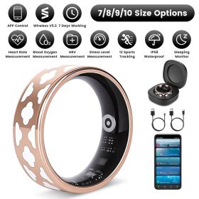 Size7/8/9/10 Options -- 1Pc Smart Ring Health Tracker Fitness/Sleep/Stress/HRV Tracker with Charging Case Magnetic Charging Cable for Women & Men (size: Cloud_10)