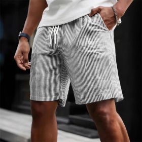 Striped Lace-up Sweatpants Minimalist Cropped Shorts (Option: S-Black)